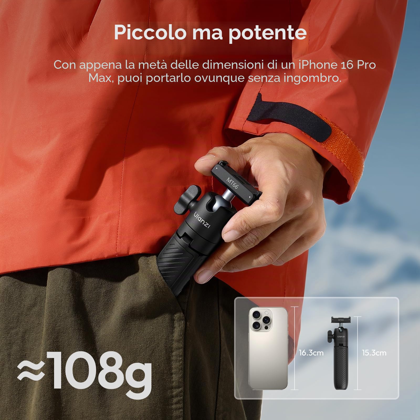 ULANZI MT66 Mini treppiede fotocamera con velcro e sgancio rapido, Treppiede portatile con adattatore a sgancio rapido per action cam, Treppiede da viaggio per Action 5 Pro/4/3, DJI OSMO 360