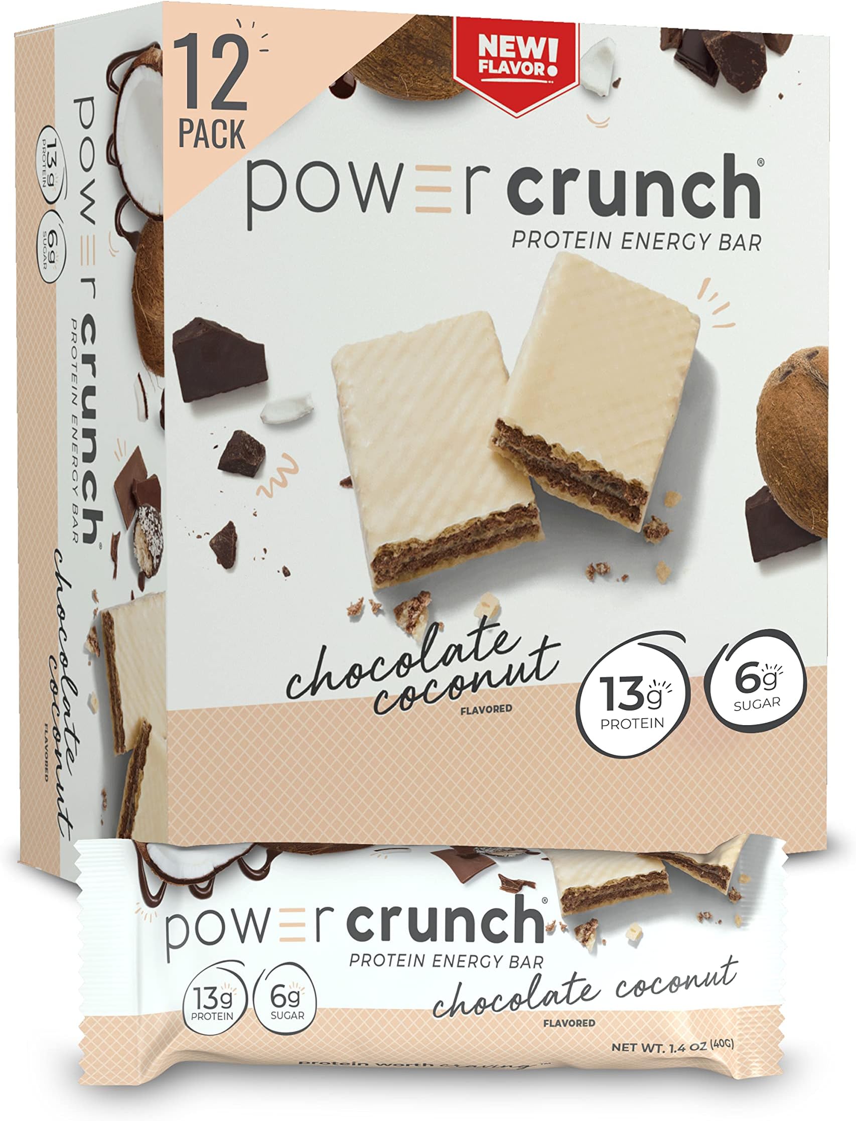 Whey Protein Bars, High Protein Snacks with Delicious Taste, Coconut Chocolate, 1.4 Ounce (12 Count)