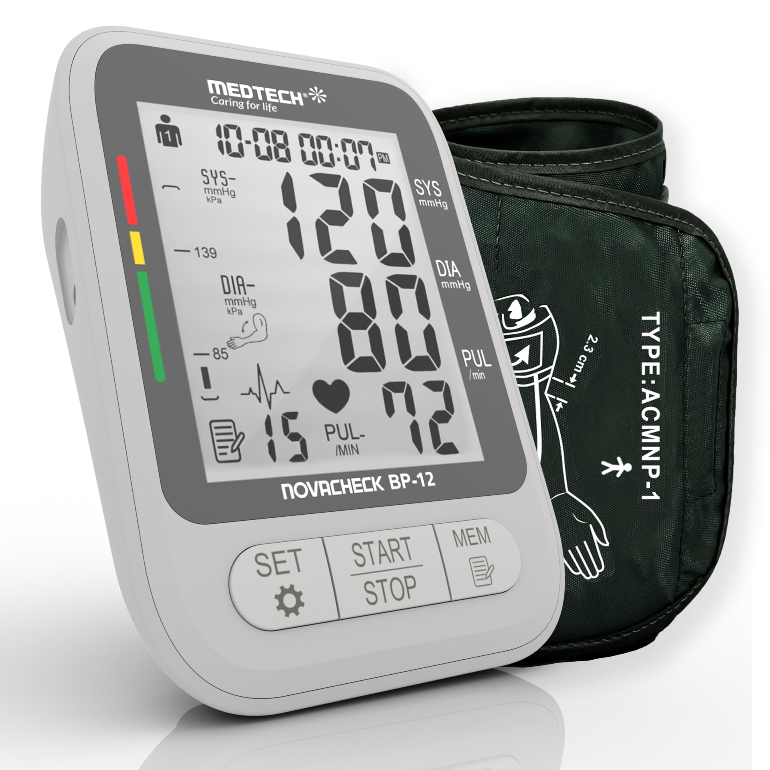 MEDTECH® BP12 Fully Automatic Portable Digital Blood Pressure BP Monitoring Machine with Smart MDD Technology for Most Accurate Measurement | Arm Size (22-42cm) | Clinically Validated | 2 Years Warranty