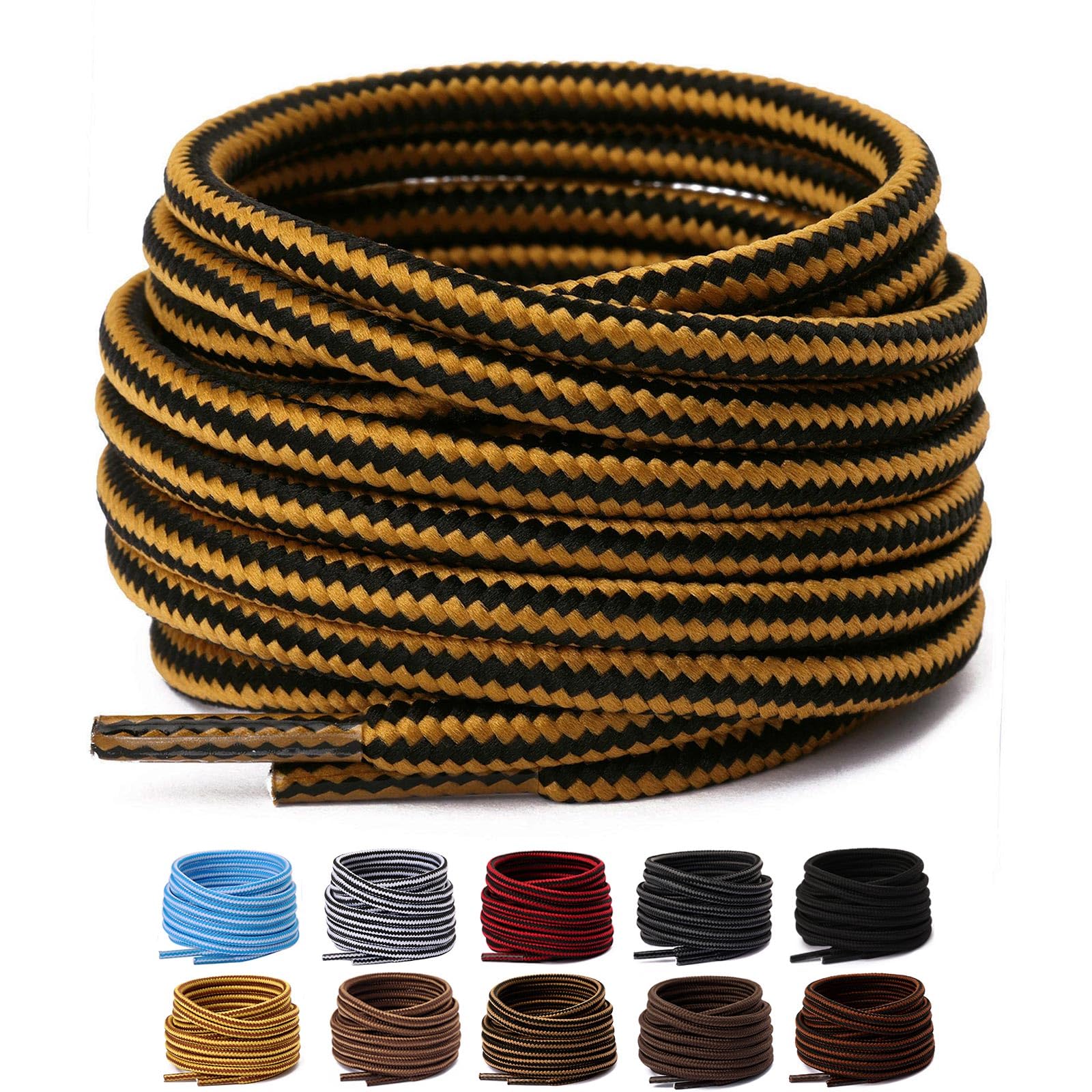 Olukssck 2 Pair Round Boot Laces [2 Pair], Heavy Duty and Durable Shoe Laces for Hiking Work Boots