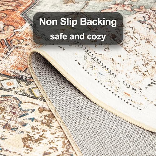 Miniatura 8 de BESTSWEETIE Alfombra vintage de ladrillo para dormitorio y sala de estar, alfombra lavable de 8 x 10 pies