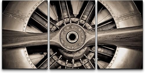 wall26 Lienzo impreso para pared, juego de arte vintage retro Sepia con hélice de avión Sepia, transporte de horizontes, fotografía, arte moderno, disponible en Yaxa Peru