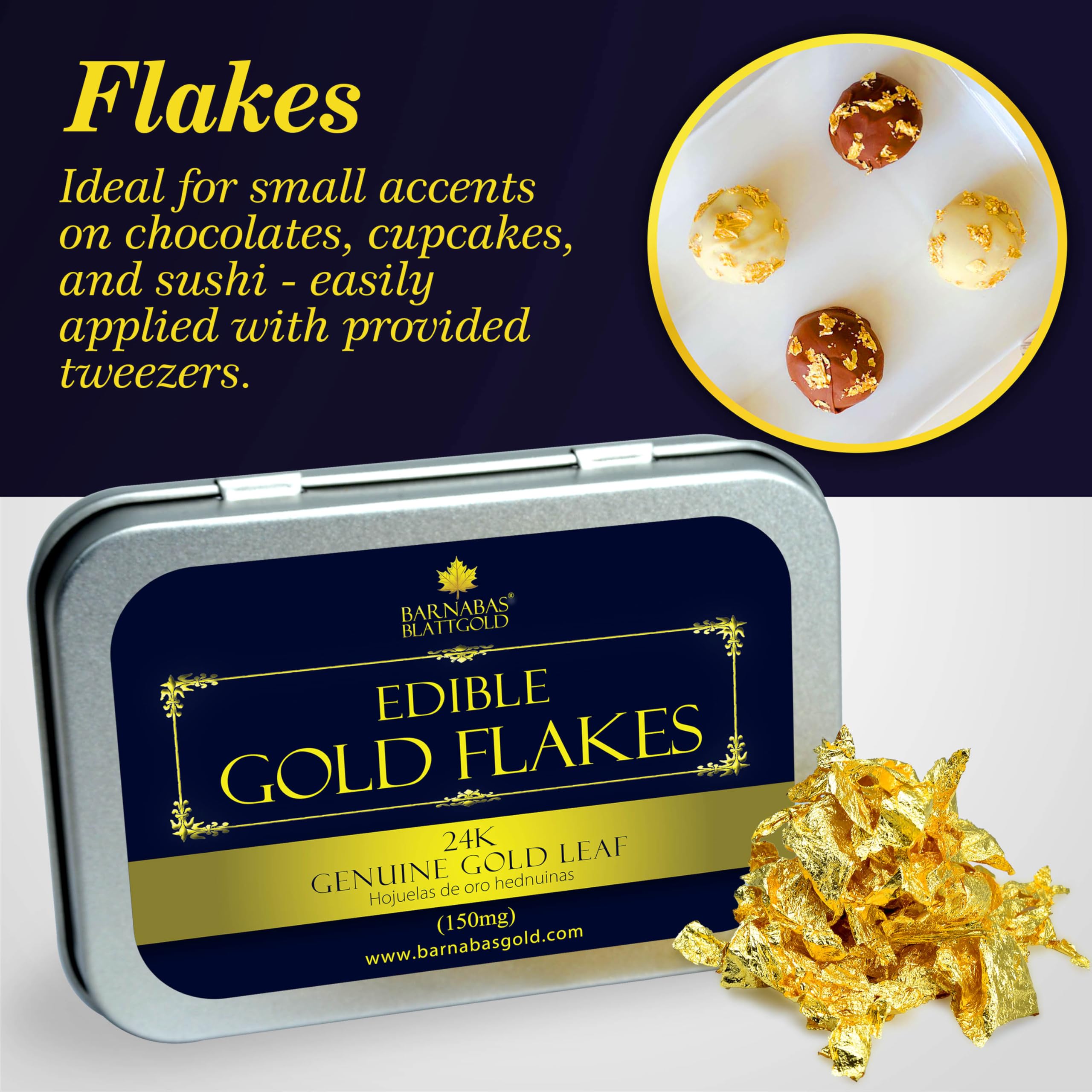 Comestible 23.75 K auténtica dorado hojas (Flake) (150MG/tarro)