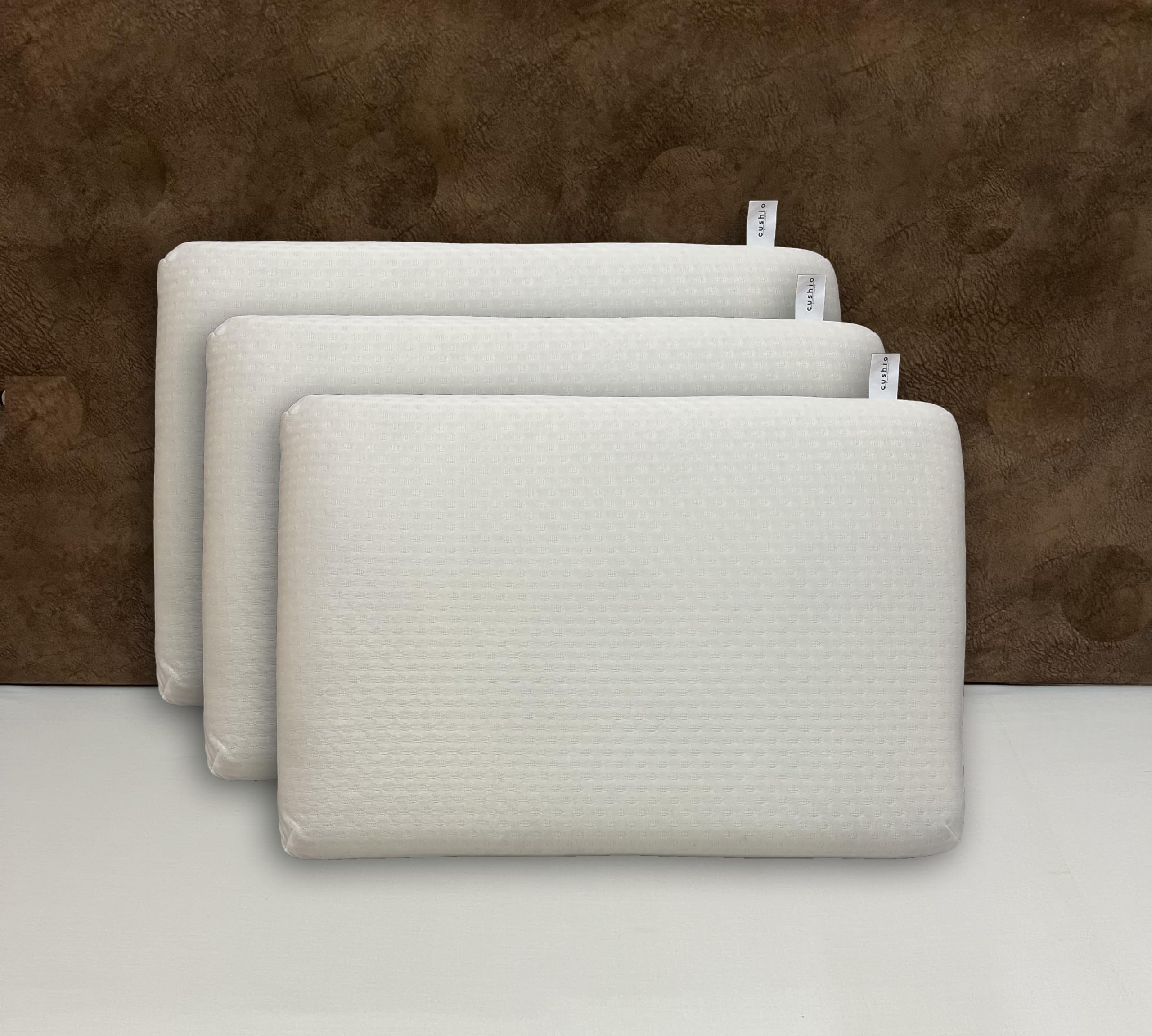 Memory Foam Pillow - 21x13x3 inches (Set of 3) - Cooling Gel Memory Foam - Neck and Shoulder Support - Removable Washable Cover (White)