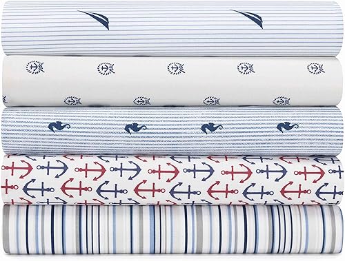 Miniatura 4 de Nautica - Colección de percal - Juego de sábanas - 100 algodón crujiente y fresco ligero y absorbente de la humedad completo Audley