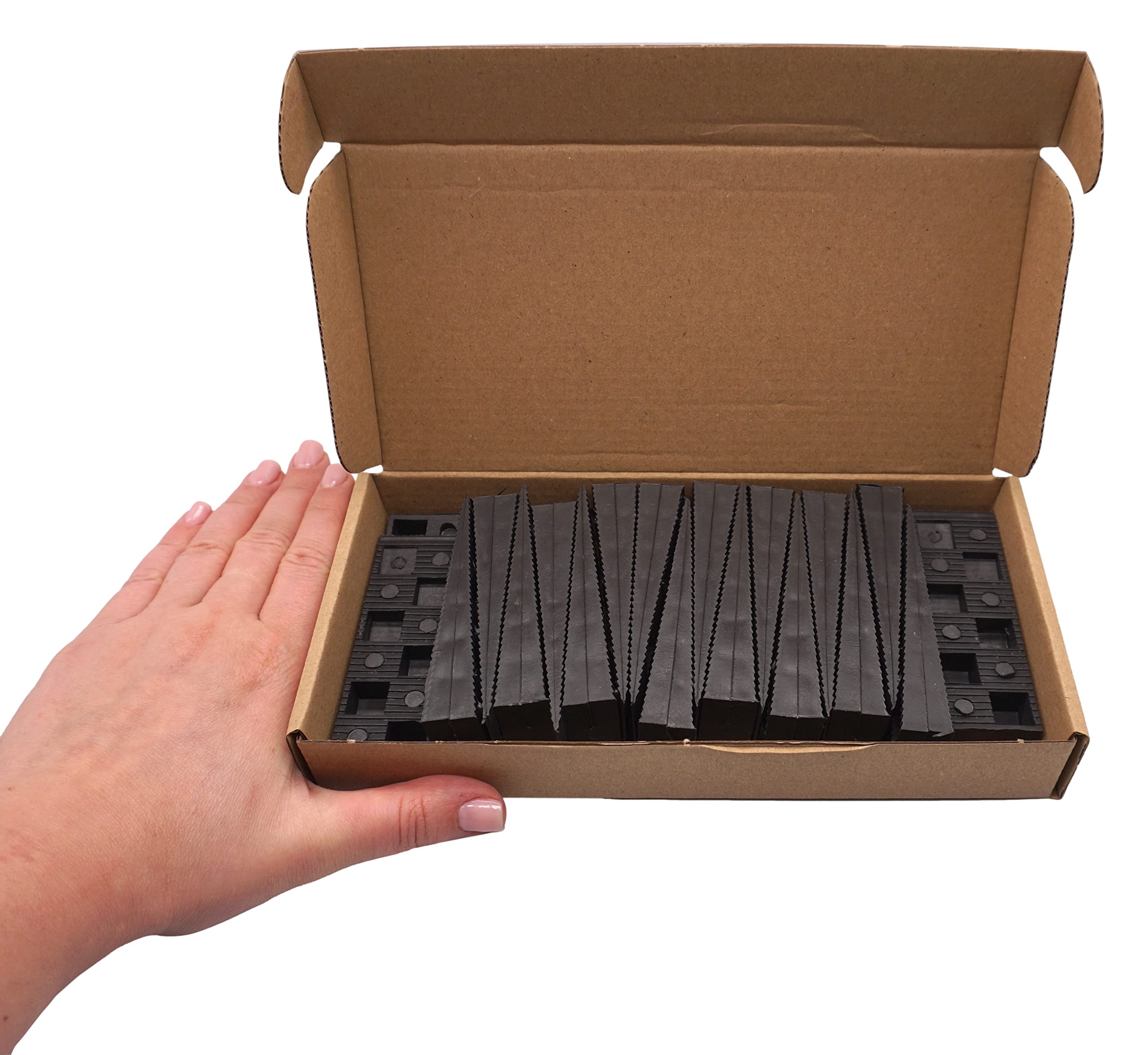 SKIR'CO (20 pcs) Black Plastic Ribbed Wedges 90 x 30 x 15 mm for Leveling Spacing Wedges, Interlocking Wedges - Image 4