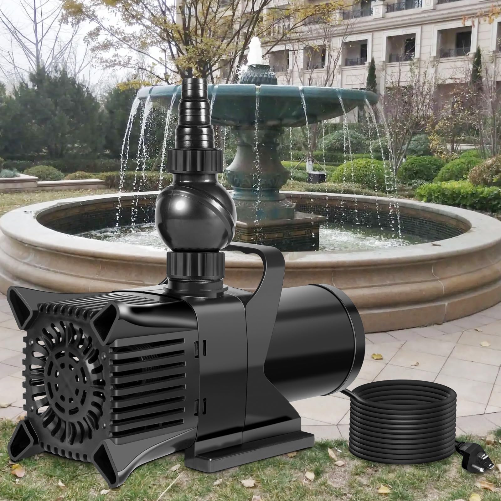 Bomba de Agua Sumergible con 3 boquillas 2100r/Min 20 FT MAX Lift Cyclone Pond & Bombas de Fuente for hidroponía en Cascada (Color : 1, Size : 276W 3100GPH 6.6M)