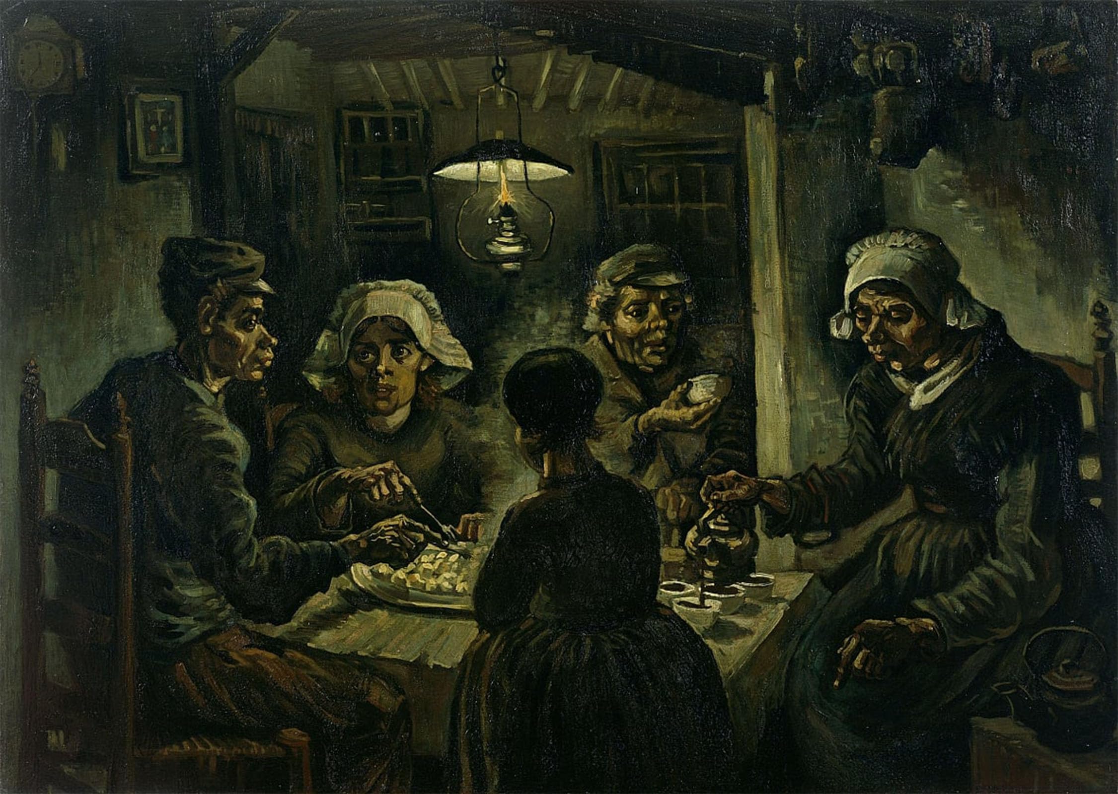 POSTERIIk Vintage Classic Picture Landscape Artwork the Potato Eaters Portrait Canvas Painting for Office Home Decor 60x90cm