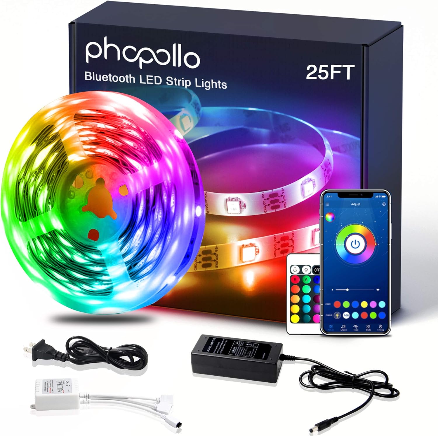  Phopollo Led Lights Bluetooth Color Changing Rgb Lighting 25ft Led Strip Lights Sync To Music With App Controller Home Improvement
