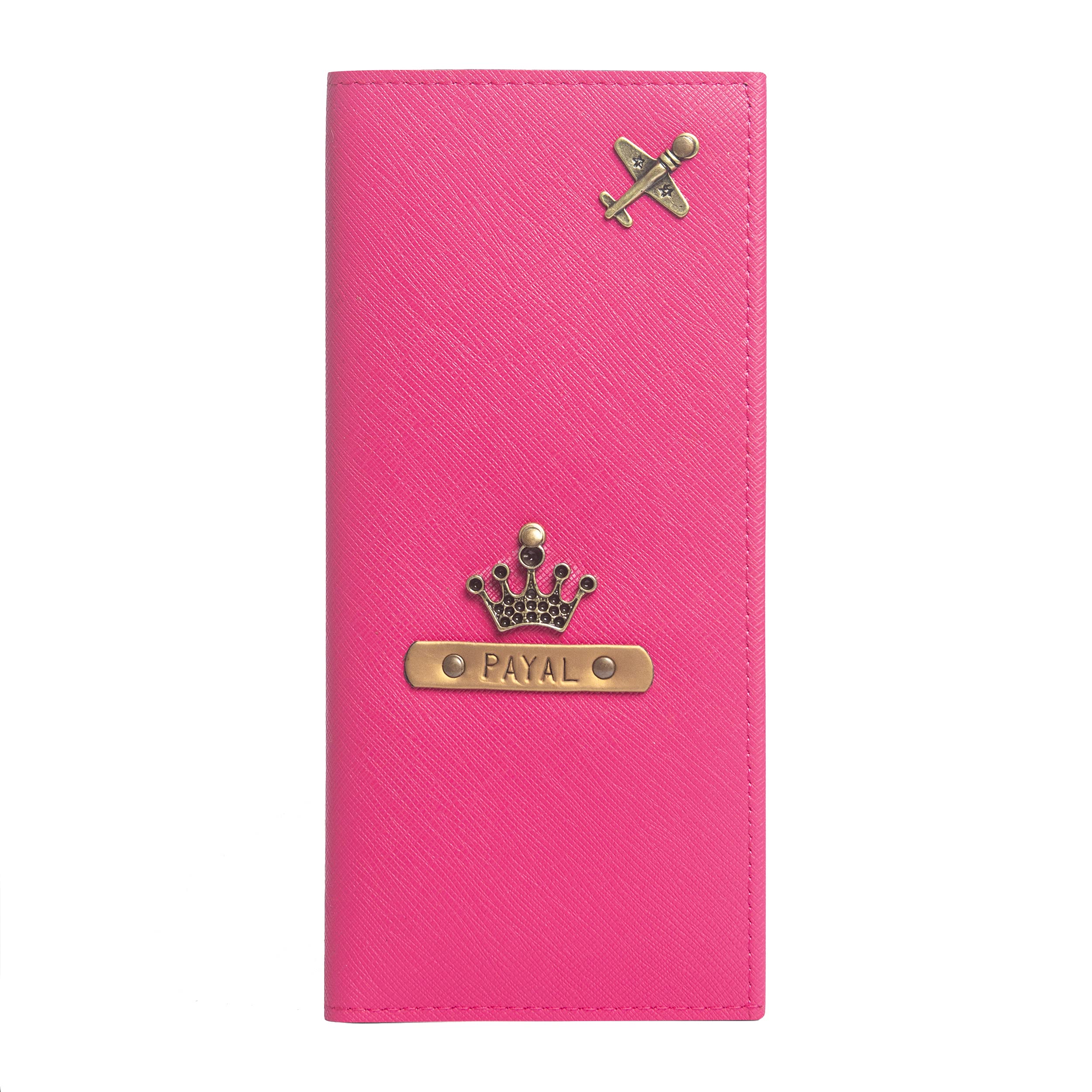 The Messy CornerCustomized Vegan Leather Travel Wallet, Passport Cover | Personalized Document Organizer for Passport, Airline Ticket/Boarding Pass, Cards, Cash & Coins for Men and Women | Pink