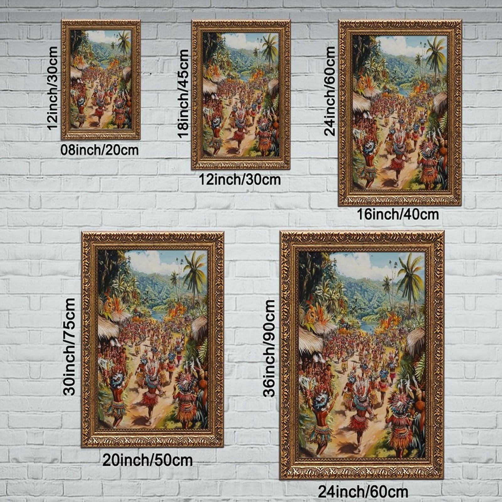 LXWNZE Papua Nuova Guinea Highland Festival Art Canvas Poster Decorazione Camera da Letto Paesaggio Ufficio Camera Decorazione Regalo 40,6 cm L X 61 cm W