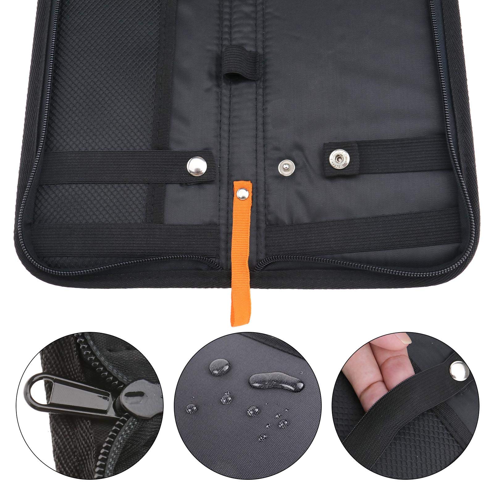 Fermacravatta portatile in nylon nero da uomo, gemelli e custodia da viaggio d'affari, 40,6 x 12,7 x 2 cm