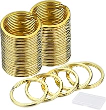 okiwung 30 PCS Key Rings, Round Flat Key Chain Rings, 1 Inch Metal Split Key Ring for Home Office Car Keys Organization, Dog Tag Collar Attachment, Crafts Making (Gold)