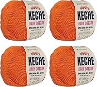 Vista 10 de Keche Hilo de algodón, 60% algodón, 40% hilo acrílico, hilo de algodón suave para crochet y tejer, hilo amigurumi, 1 madeja/bola, 1.76 onzas (50g)