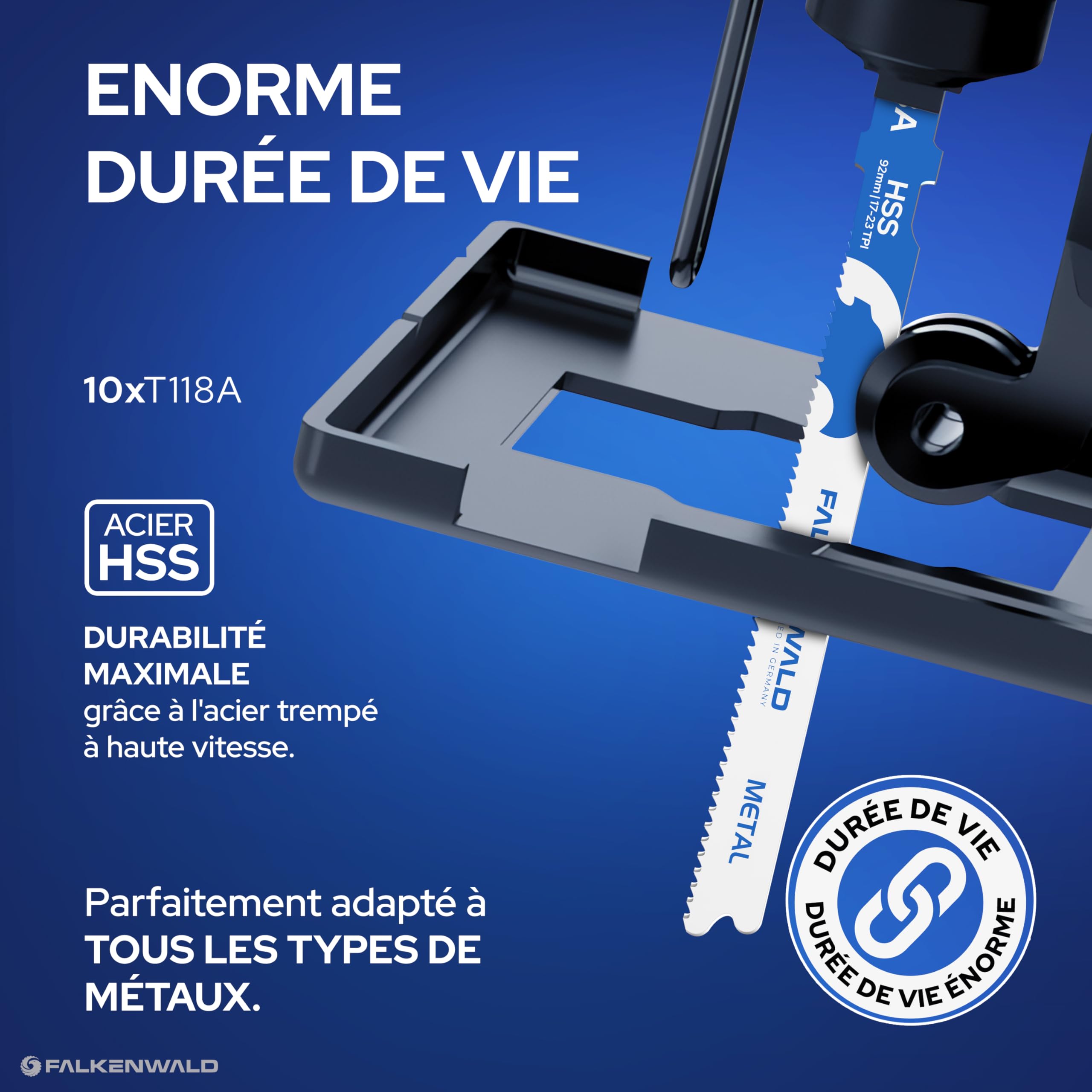 FALKENWALD Lot de 30 lames de scie sauteuse 20 x bois + 10 x métal – Tige en T HCS & HSS – Pour bois tendre, bois dur, stratifié, plastique et métal – Compatible avec Bosch et scies sauteuses