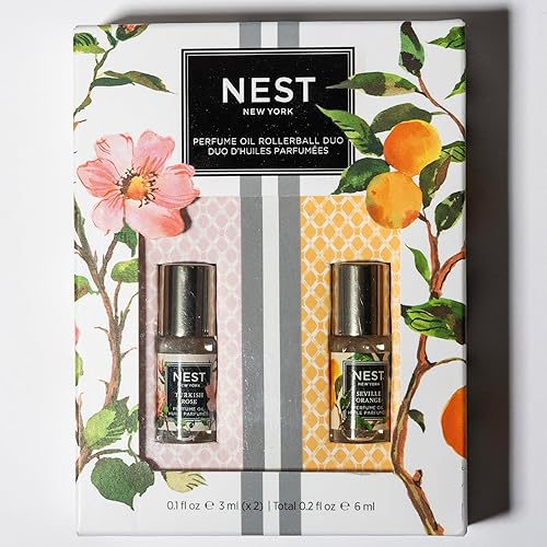 NEST New York El juego de mini aceite de perfume incluye rosa turca y naranja de Sevilla (2 x 0.1 onzas)