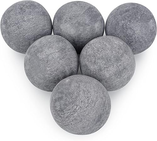 Stanbroil Bolas de fuego de cerámica Piedras redondas de fuego de 5 pulgadas para hoguera y chimenea Juego de 6, color gris