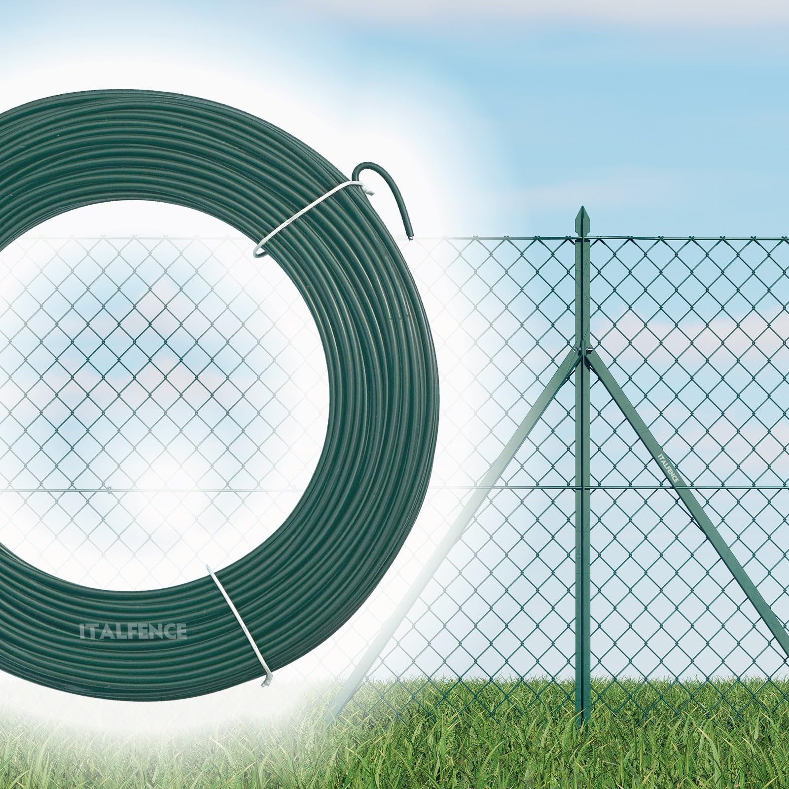 Alambre de hierro plastificado verde para cercados, 100 metros [Ø1,80mm]