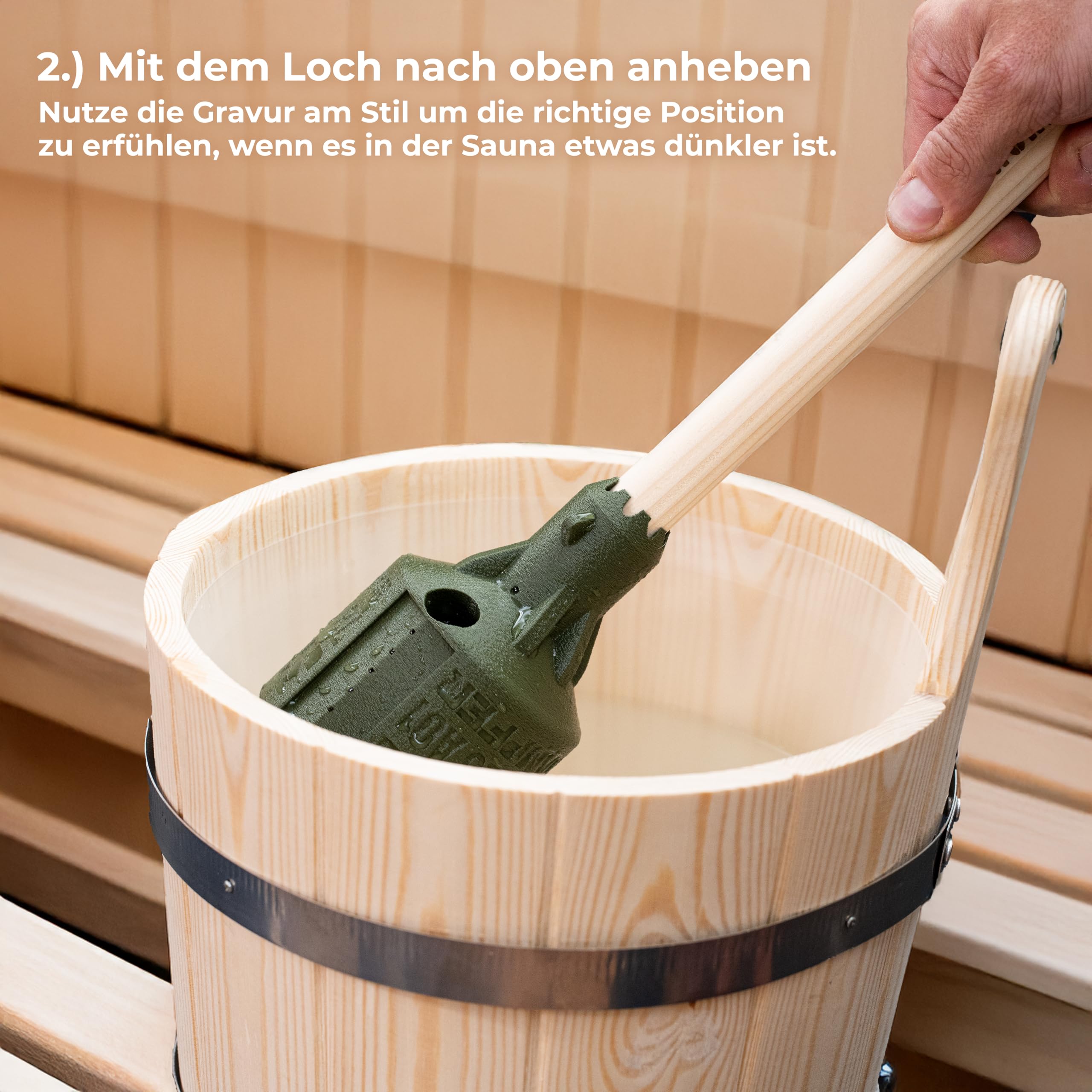 Die Aufgusskelle für Sauna- Enthusiasten - Die Saunakelle fasst 240ml, bei über 30 Sekunden Aufgusszeit für mehr Verdampfung und gefühlte Hitze - made in Tirol, Österreich