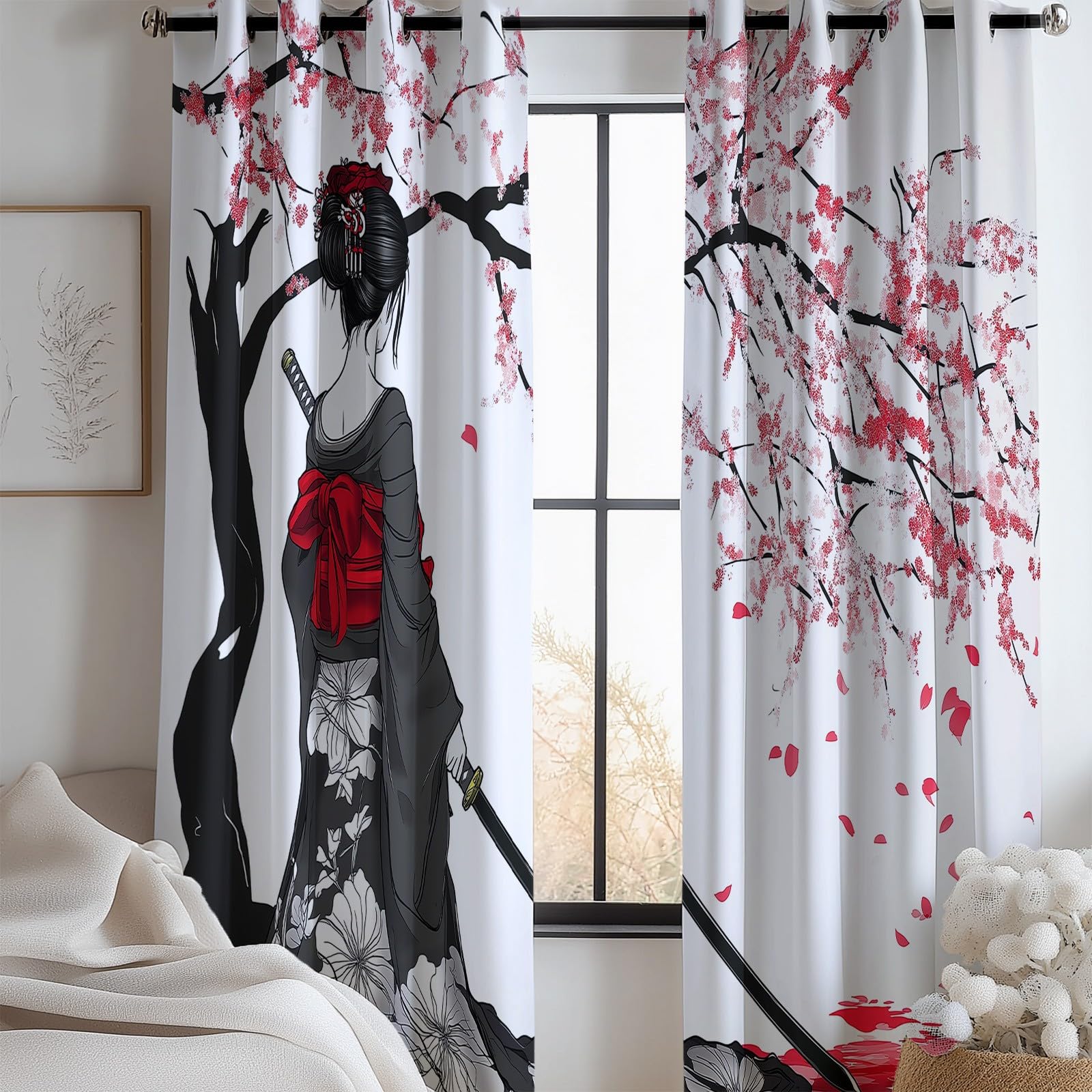 CozyRest Cortinas Opacas para Niños, Arte de Espadas de Anime Japón,Térmicas Aislantes Frío y Calor, Reducción de Ruido, Protección de Intimidad, 234 x 138 cm para Hogar y Dormitorio Infantil