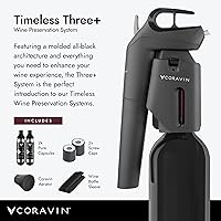 Vista 3 de Coravin Timeless Three Plus Sistema de preservación de vino Protector de vino Con 2 cápsulas de gas argón puro y aireador de vino Negro