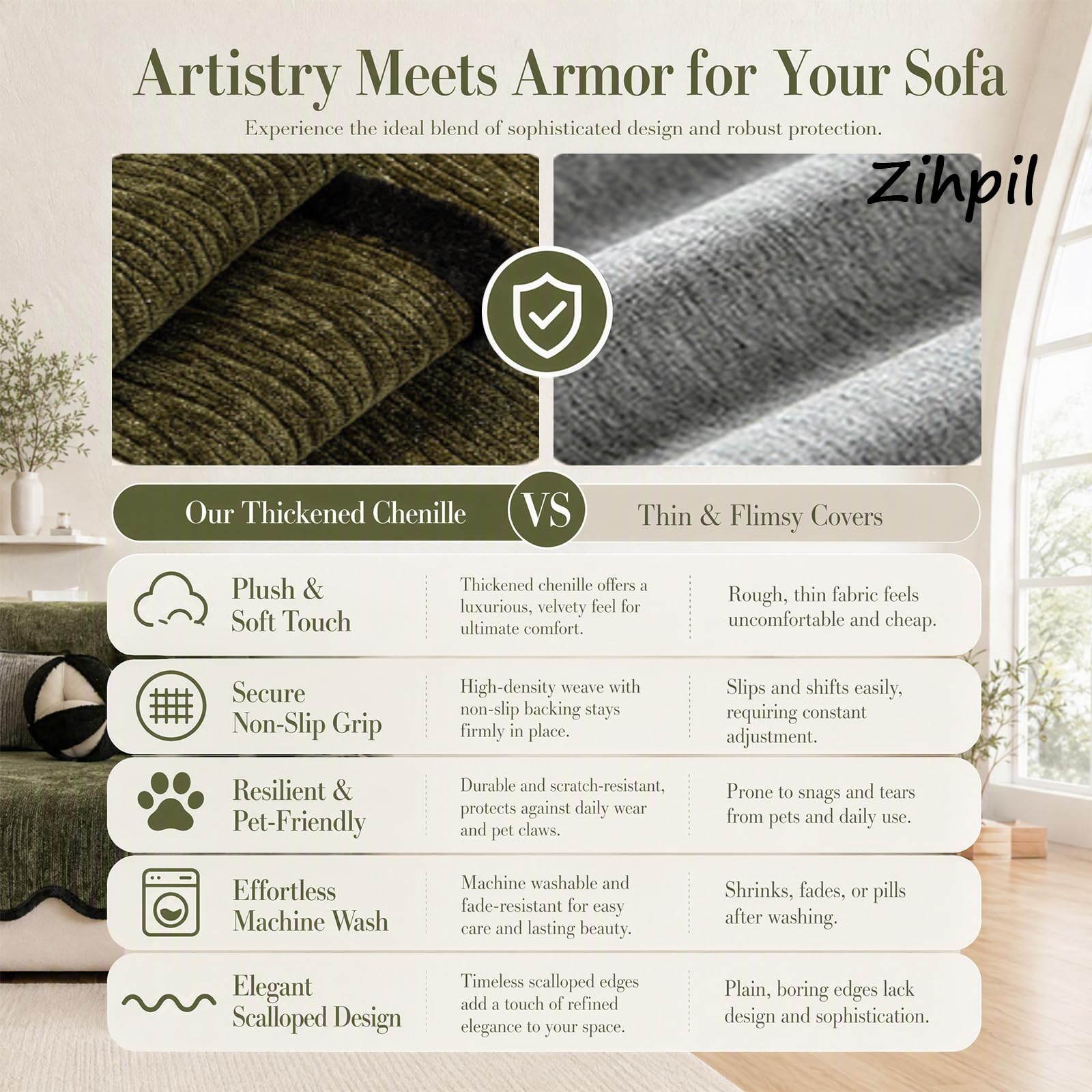 Couchbezug für Sofa 2 3 4Sitzer, rutschfeste Chenille-Sofakissenauflage(Grey,120 * 180cm)