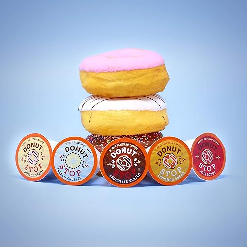 Miniatura 6 de Donut Stop Cápsulas de café con sabor, compatibles con cervezas 2.0 K-Cup y sabor a dona de gelatina, 40 unidades