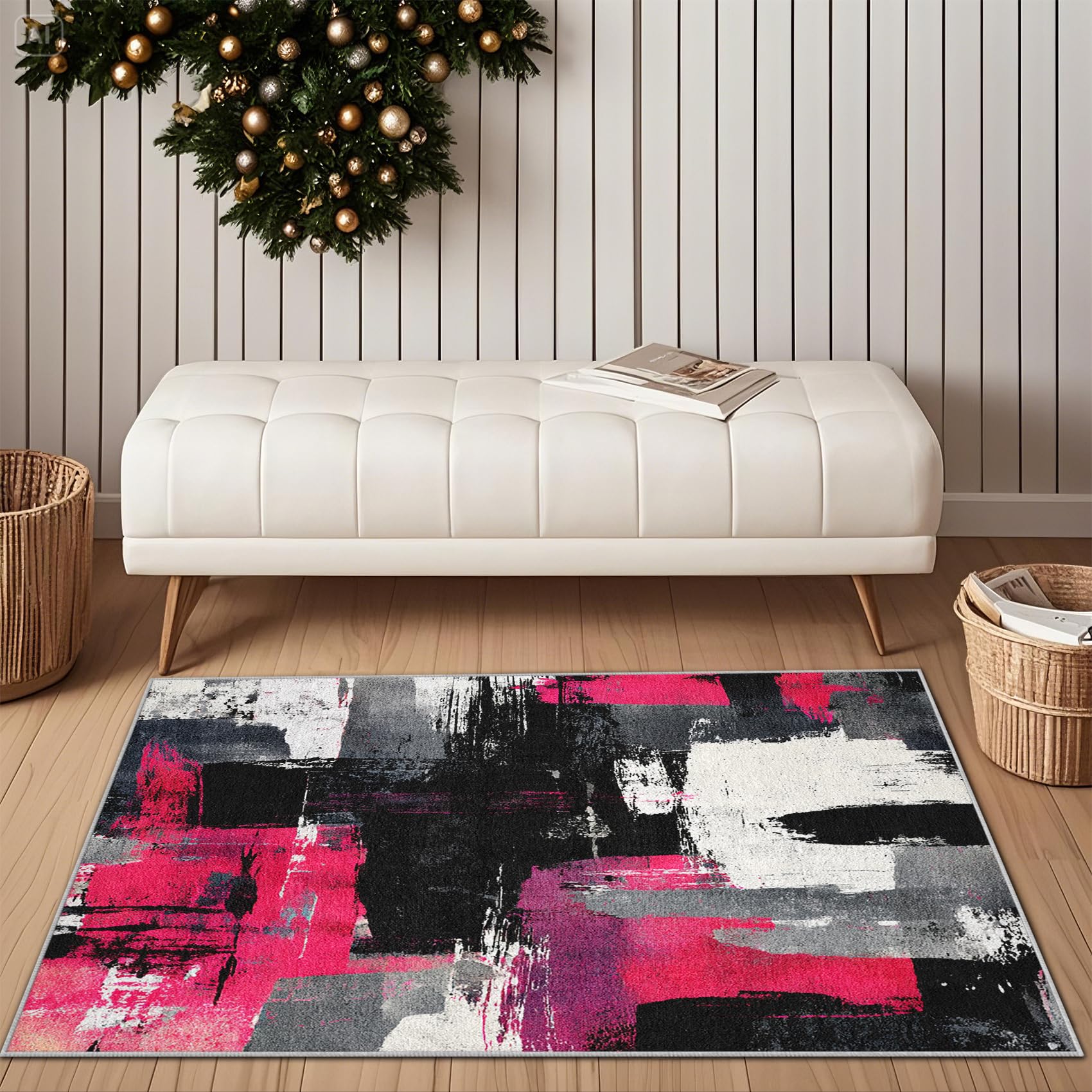 Générique Lune Soleil Tapis 60x90 - Motif Vague désert Bohème Tapis à Poils Courts Doux Antidérapant - Lavable en Machine - pour Salon Chambre à Coucher Cuisine Salle à Manger Gabjk83