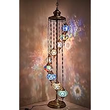 DEMMEX Turkish Moroccan Mosaic Floor Lamp, 9 Globes, 6ft Tall &ndash; Tiffany Style Decorative Standing Lamp with Colorful Globes for Bedroom, Living Room, Entryway &ndash; Handmade in Turkey, Multicolor
