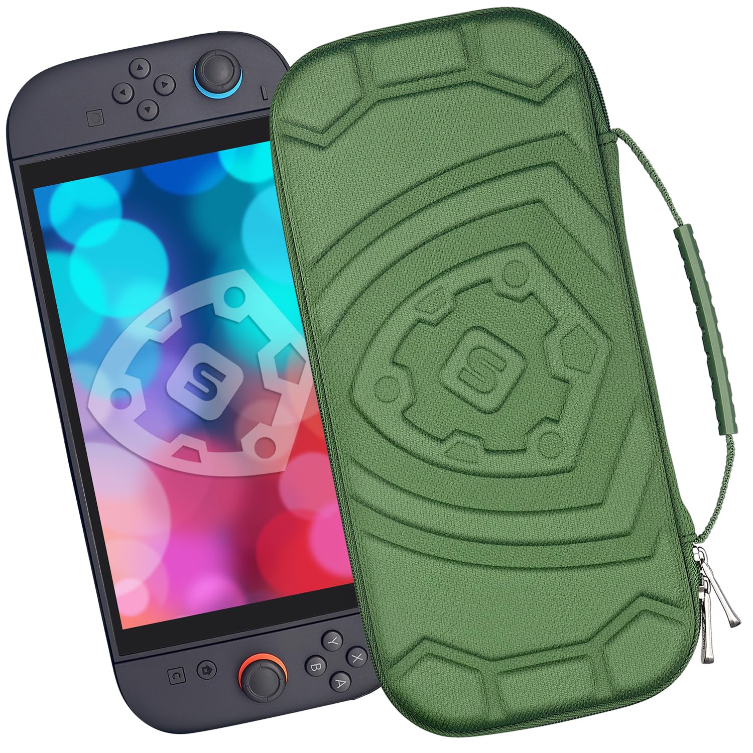 Sisma Switch 2 Slim Case Semi Hard Pouch 12 Game Slots Army Green