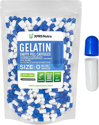 Miniatura 1 de XPRS Nutra Size 0 Empty Capsules - 500 Count Empty Gelatin Capsules - Empty Pill Capsules - DIY Capsule Filling - Pure Bovine Pill Capsules Empty