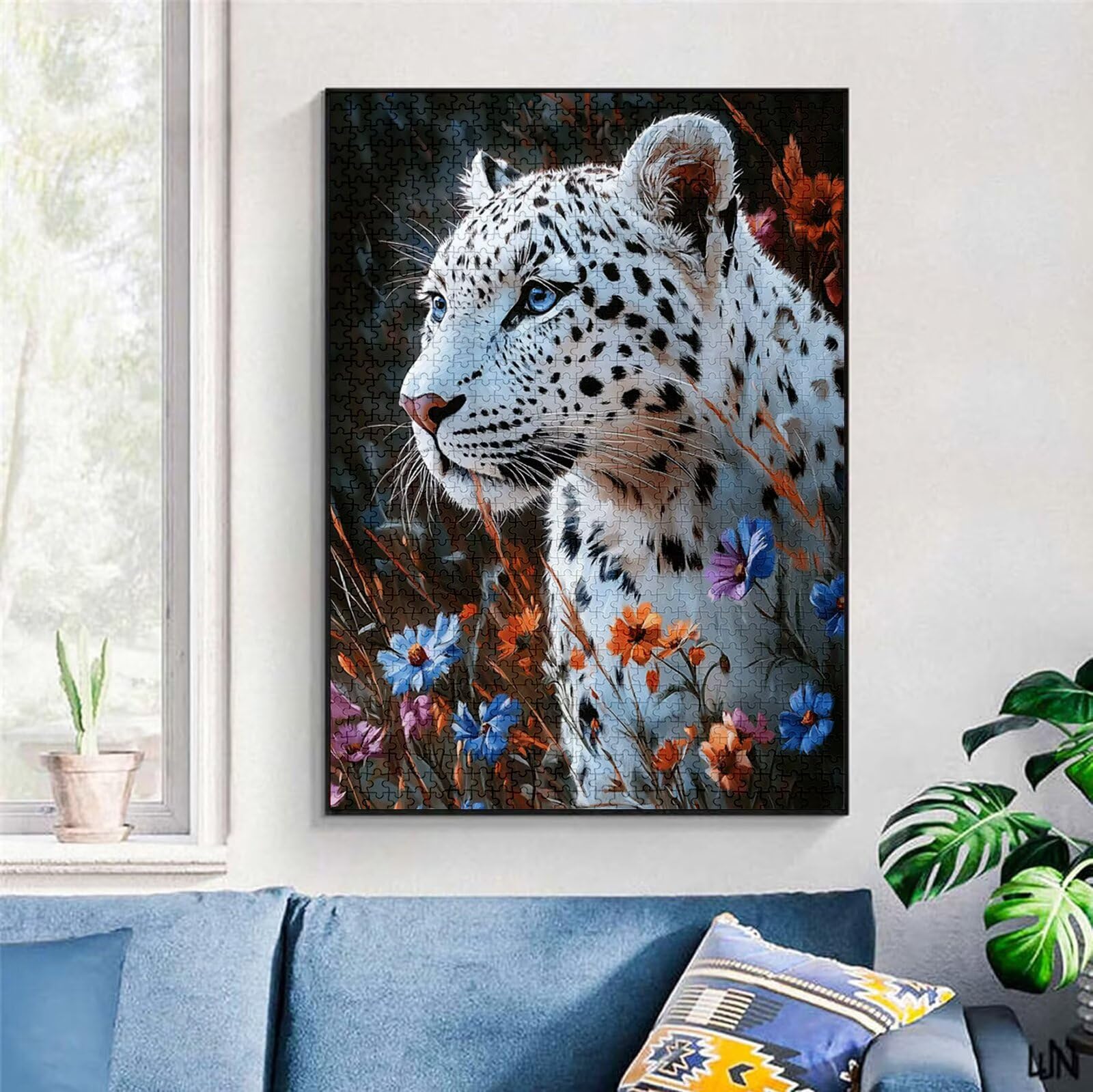 Puzzle 2000 Pezzi, 3 4 5 Anni Puzzle Leopardo 6 7 8 Anni Giochi Educativi Sostenibili Con Motivi Per Adulti Da Gioco in Legno Di Alta Qualità Jigsaw Fiore per Gioco Familiare, Regalo Natale H-3677