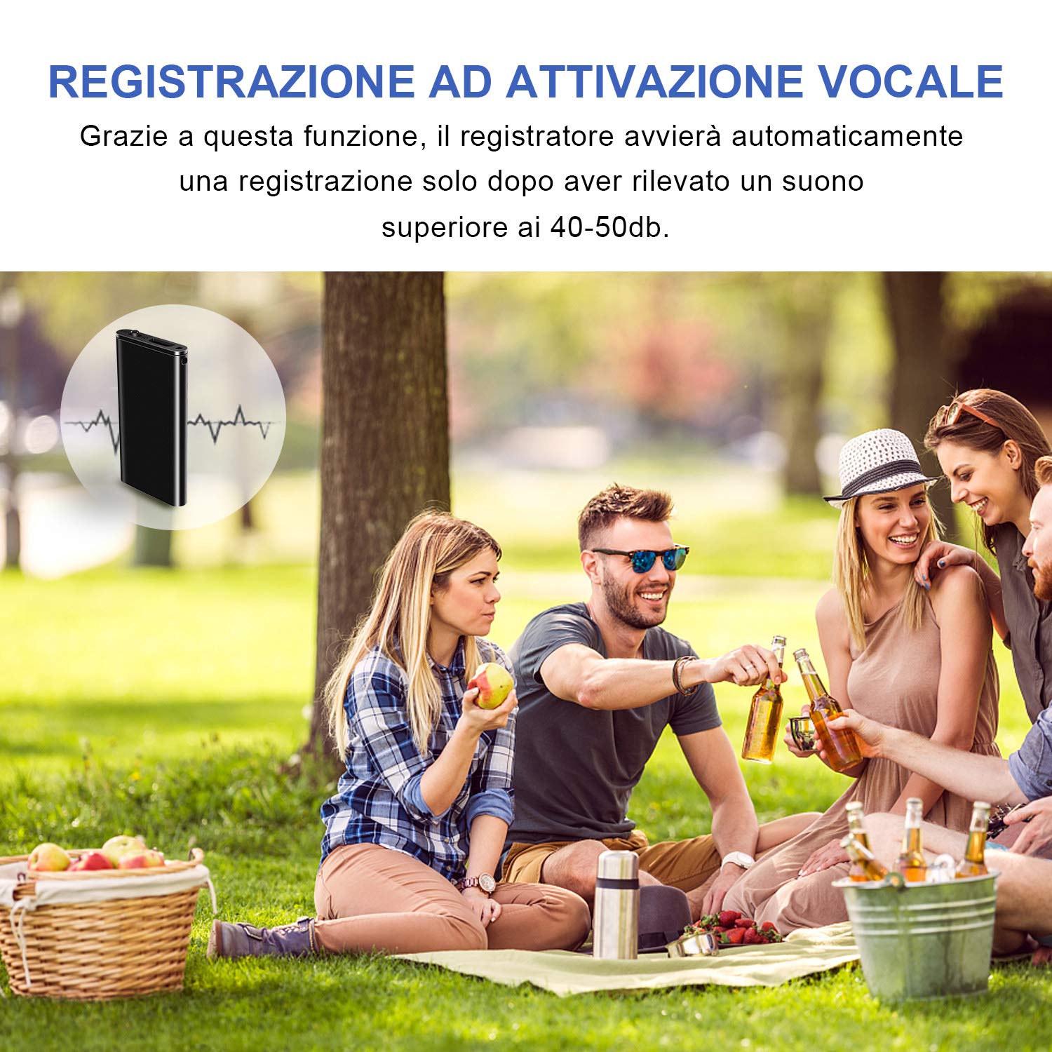 Registratore Vocale Portatile H+Y fino a 192 ore, 16GB Micro Registratore con Attivazione Vocale, Ricaricabile USB e funzioni MP3 Ideale per Conferenze, Riunioni, Interviste, Discorsi