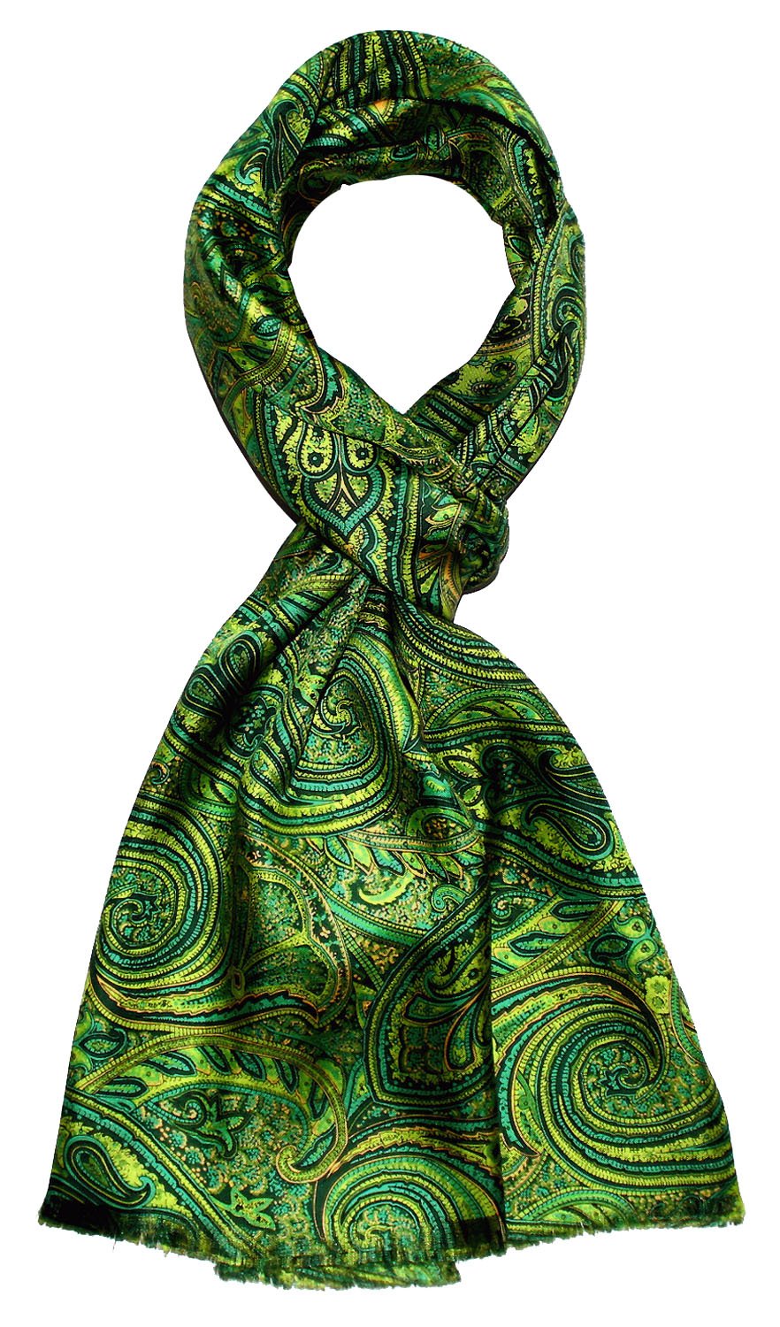 Lorenzo Cana 8914011 - Sciarpa da uomo in seta al 100% in armonica verde Toenen, con stampa a doppio strato, in stile Dandy, 30 cm x 160 cm, verde, 30 x 160 cm