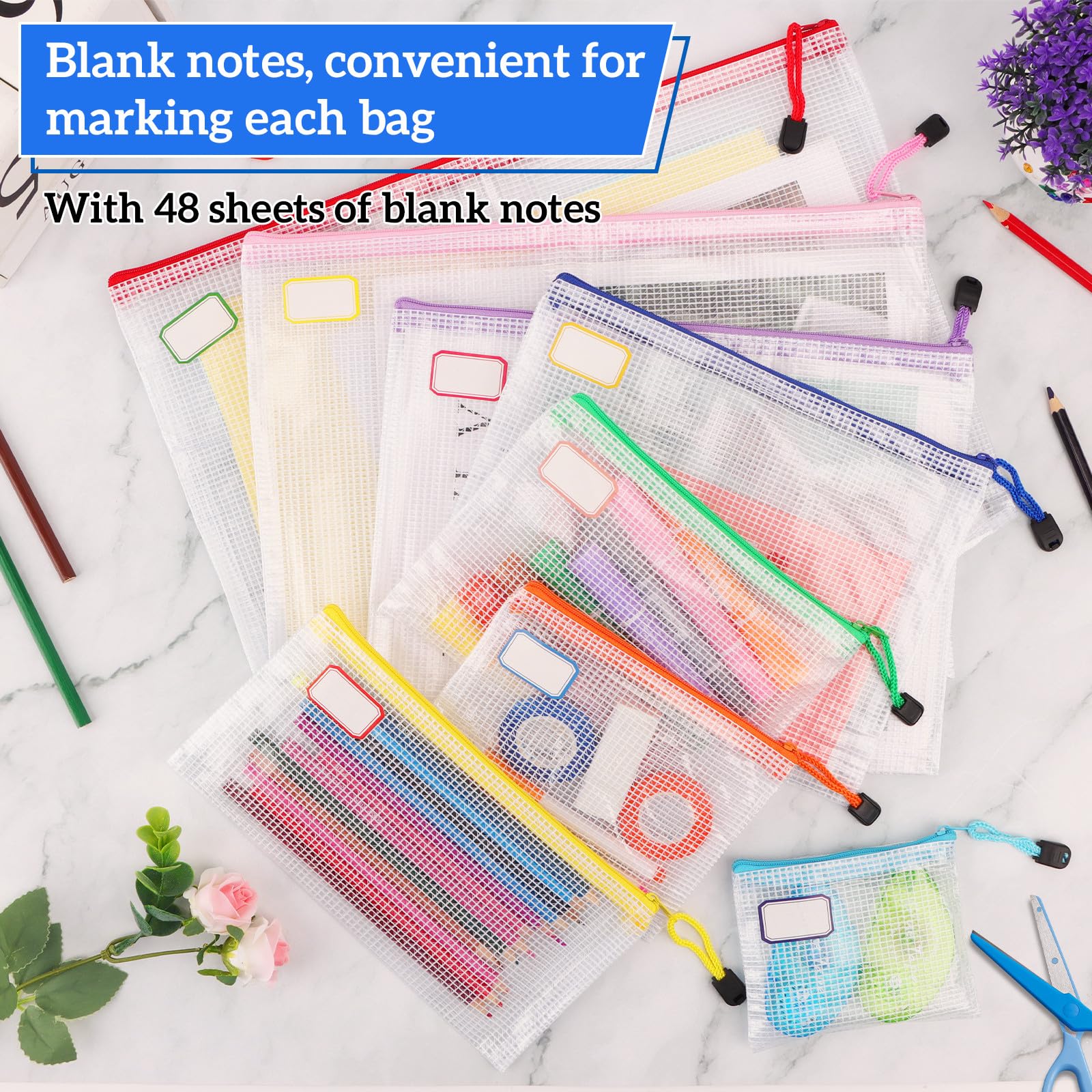 18 Reißverschlusstaschen Set - 8 Größen Netzbeutel Für Organisation