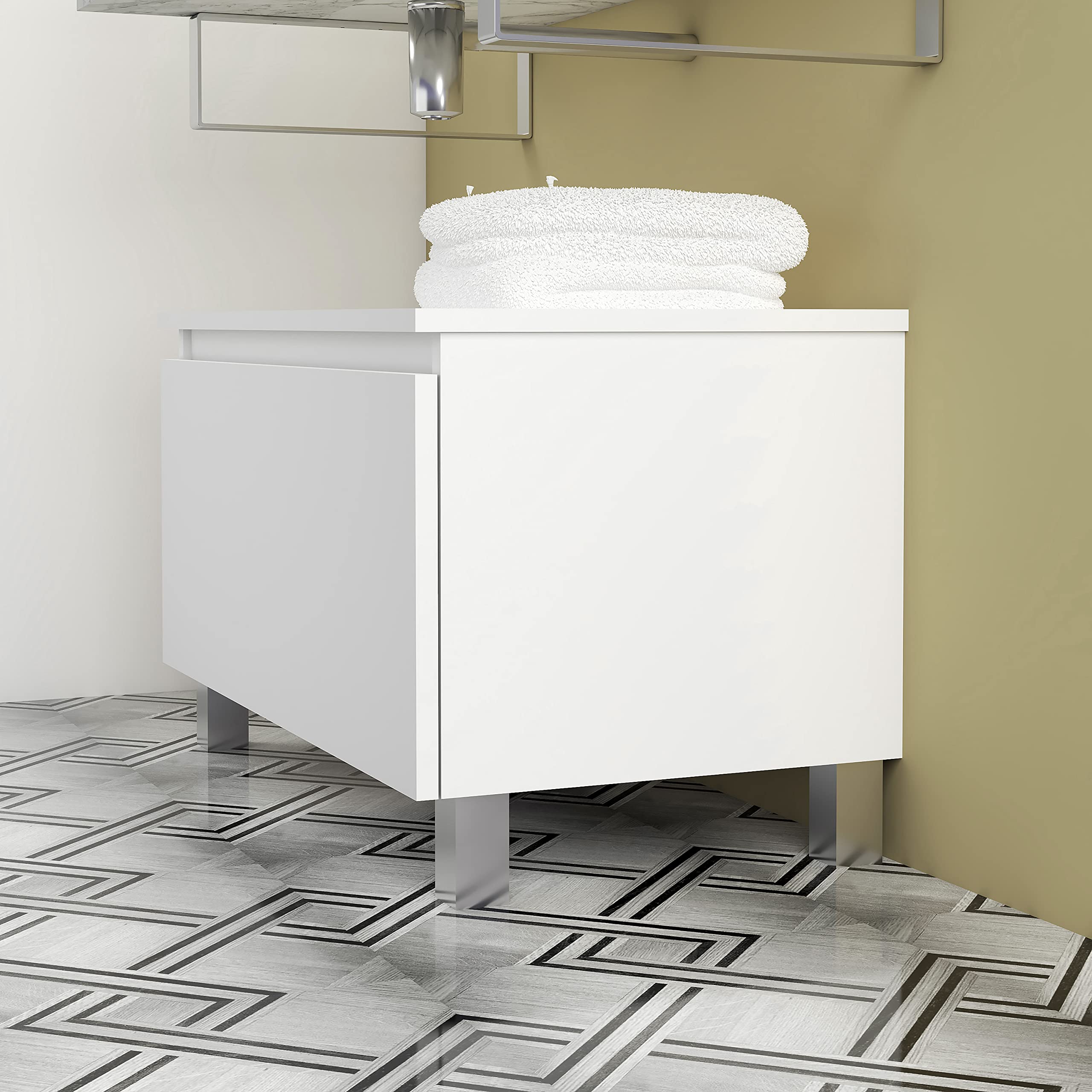 Baikal Mueble De Baño. Almacenaje para el Baño o Cualquier Espacio. Melamina 16mm. Mueble De Baño Auxiliar. Ideal para aseos o baños pequeños. Coqueta 71 cm Blanco