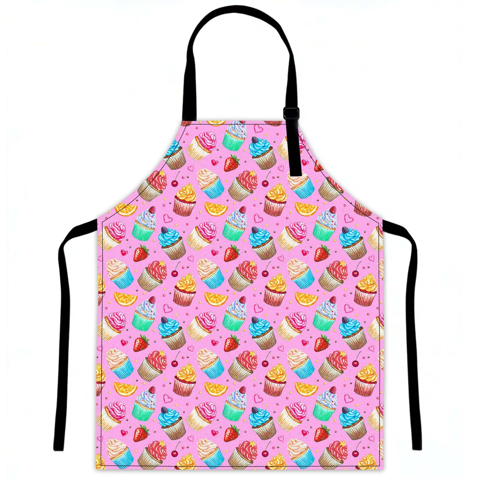 Lqebuy Women's Colorful Cupcakes Aprons For Kitchen Cooking Apron Adjustable Bib For Bbq Coffee House Home Restaurant Craft Garden