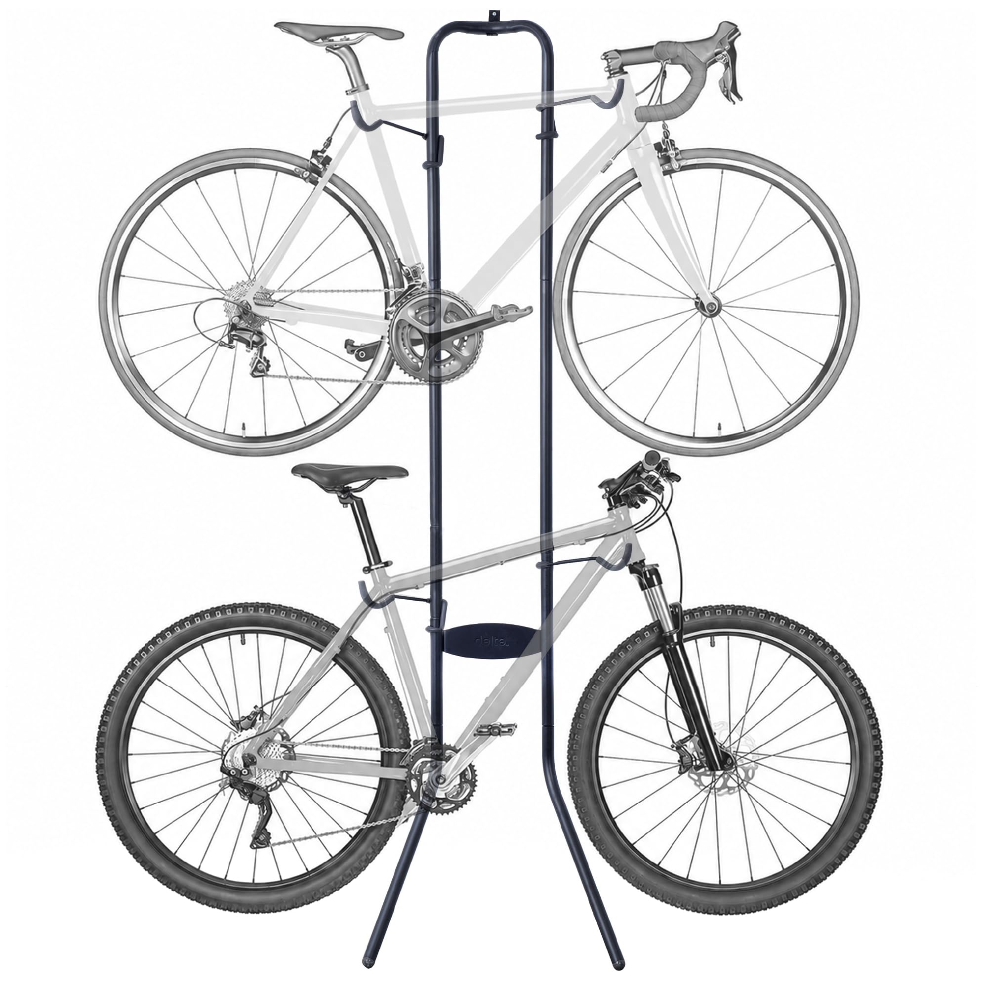 Delta Cycle Michelangelo 2 Bike Storage Rack Black - Gravity Fully Adjustable Bike Storage Garage For Road, MTB, and Hybrid Bicycles - Vertical Bike Rack Holds Up To 80 lbs