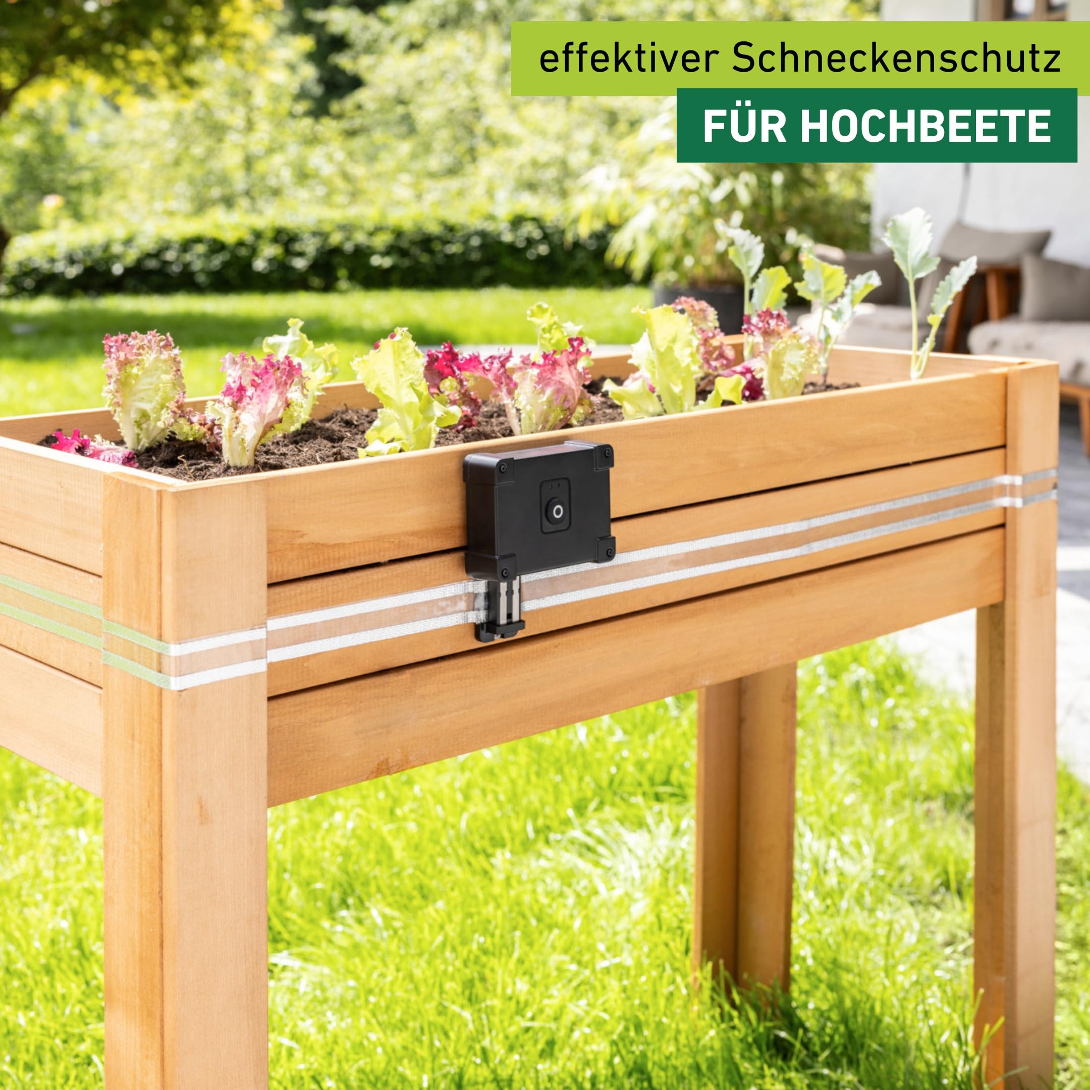 Windhager Elektrische Schneckenabwehr "e-Fence" - 10 m - Schneckenschutz für Hochbeete, Schneckenband elektrisch, Schneckenbarriere, Schneckenzaun - unbedenklich für Mensch und Tier - selbstklebend