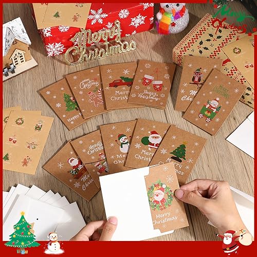 Miniatura 4 de Crtiin Paquete de 240 tarjetas de felicitación de Feliz Navidad con sobres y calcomanías de 2.8 x 4.1 pulgadas, mini tarjetas de Navidad a granel de