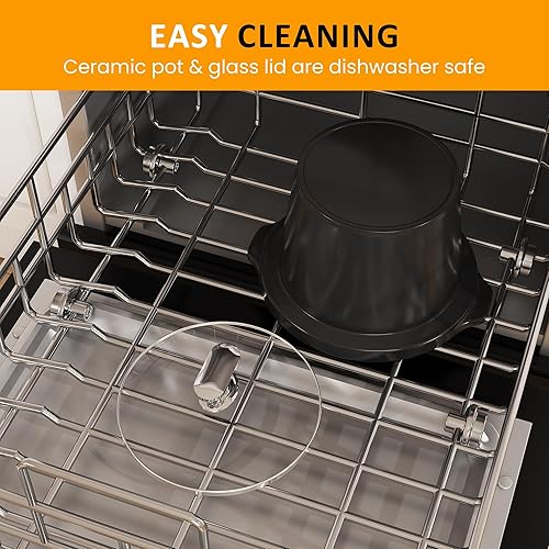 Miniatura 7 de Sunvivi Olla de cocción lenta de 2 cuartos de galón, pequeña olla de cocción lenta con olla de cerámica extraíble, calentador de alimentos con 3