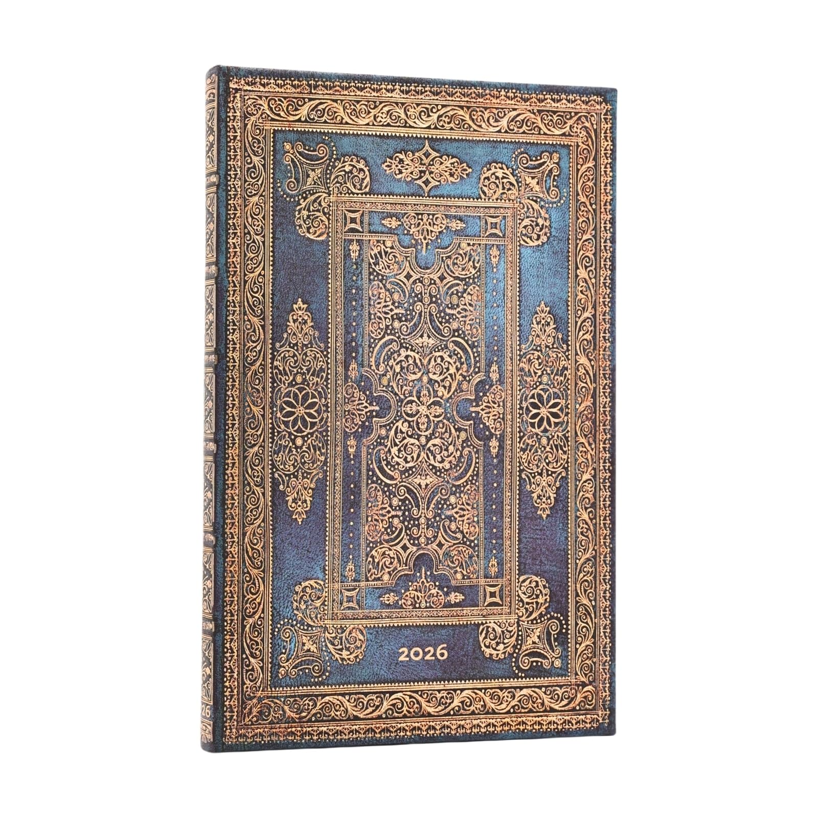 2026 Blue Luxe (Luxe Design) Maxi 12-month Vertical Hardcover Flexi Dayplanner 2026 (Elastic Band Closure)