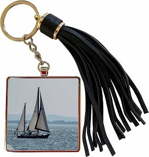 3dRose Sailboat Sailing Tassel Key Chain