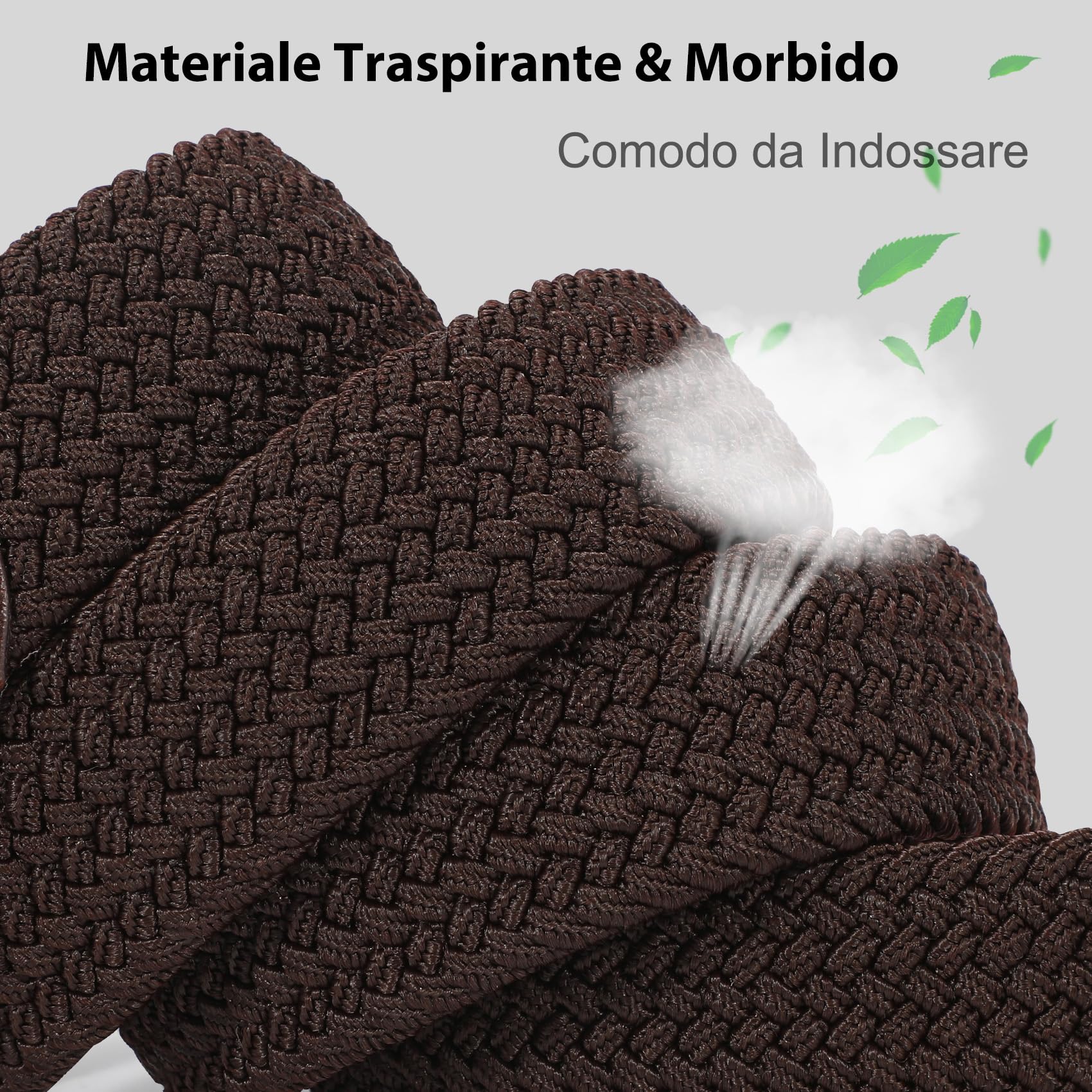 VONMELLI Cintura Elastica Uomo Intrecciata Cintura Uomo in Tessuto Cintura Elasticizzata Regolabile per Uomo e Donna Casual Cinture Da Uomo Vintage Cintura Da Golf per Jeans