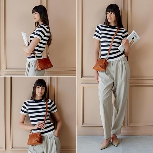 Miniatura 7 de BERLINER BAGS Vintage Genuine Leather Shoulder Bag Marbella XS, Small Crossbody Purse for Women