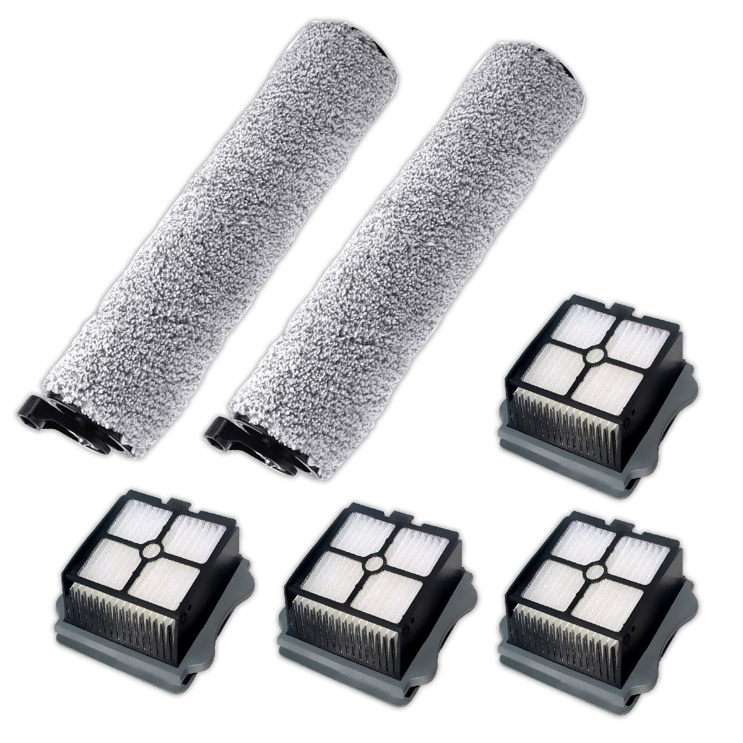 Replacement HEPA Filter and Brush Roller Compatible with Tineco iFloor 3/Floor One S3 Cordless Wet Dry Vacuum Cleaner, 2 Pack Brush Rollers + 4 Pack Vacuum Filters+1 Cleaning Brush