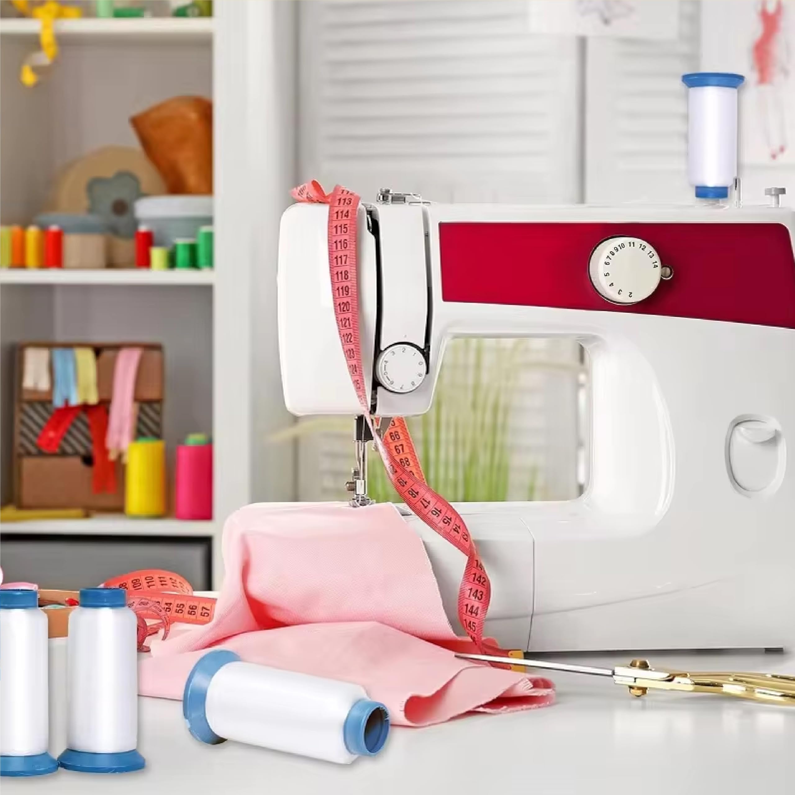 Filo da cucito multiuso resistente da 3000 Yd per ricamo, bianco