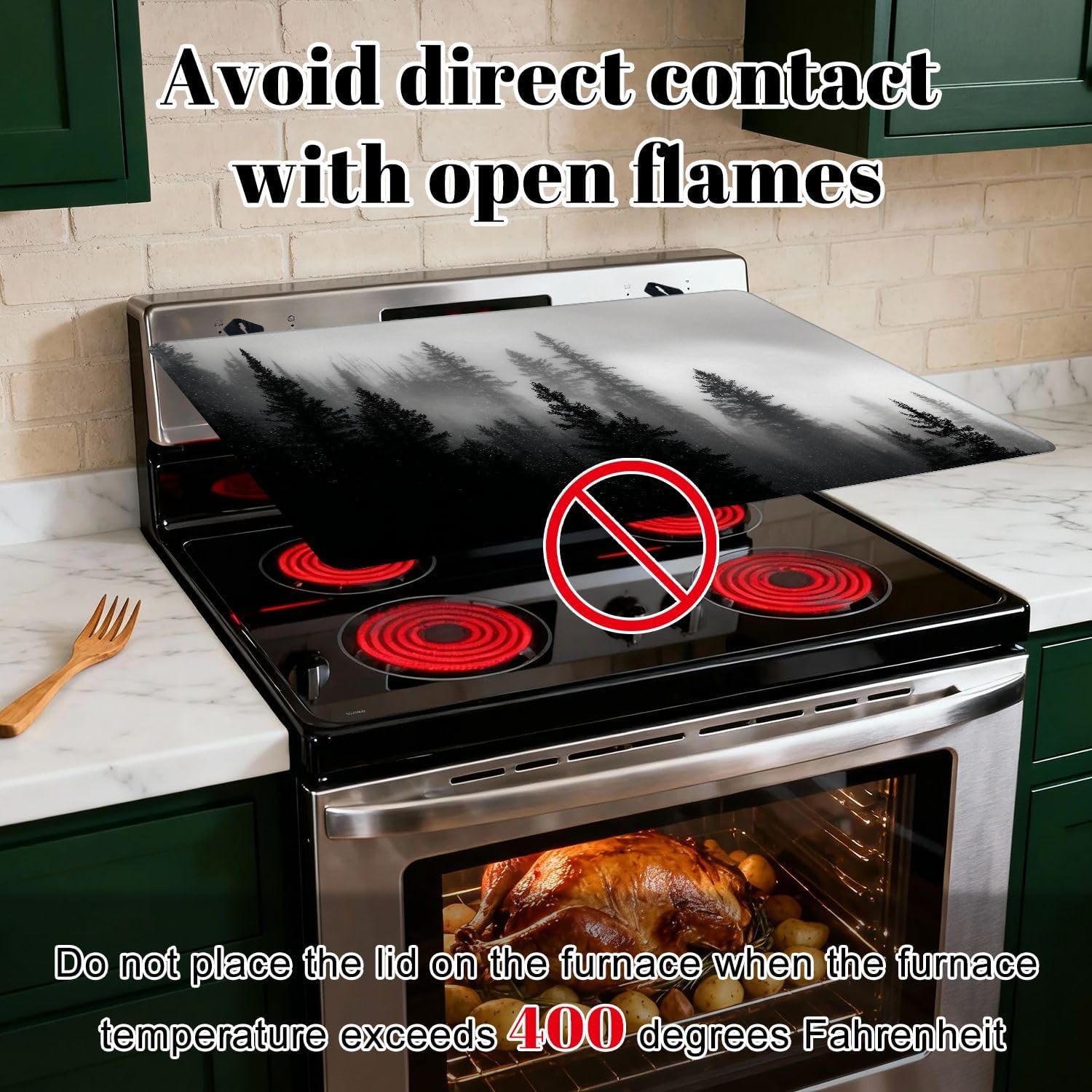 Stove Top Covers for Electric Stove Forest Mountain Valley Glass Cooktop Burner Covers Heat Resistant Protector Kitchen Decor Keep Stove Clean 28''x20''
