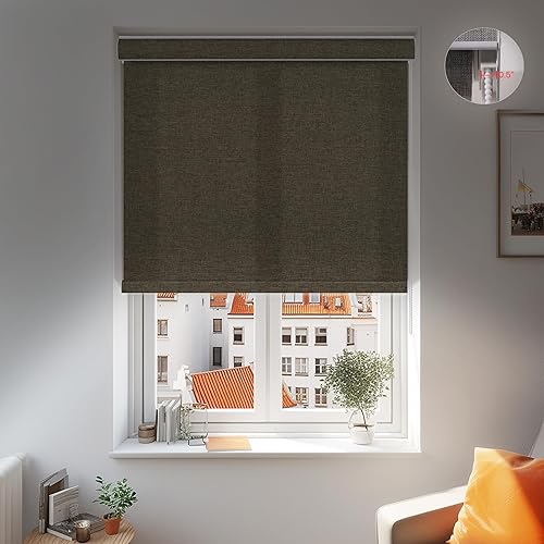 Miniatura 4 de Boolegon Persianas enrollables con filtro de luz para ventana, cortinas enrollables solares de tela de lino, persianas para ventana para el hogar,