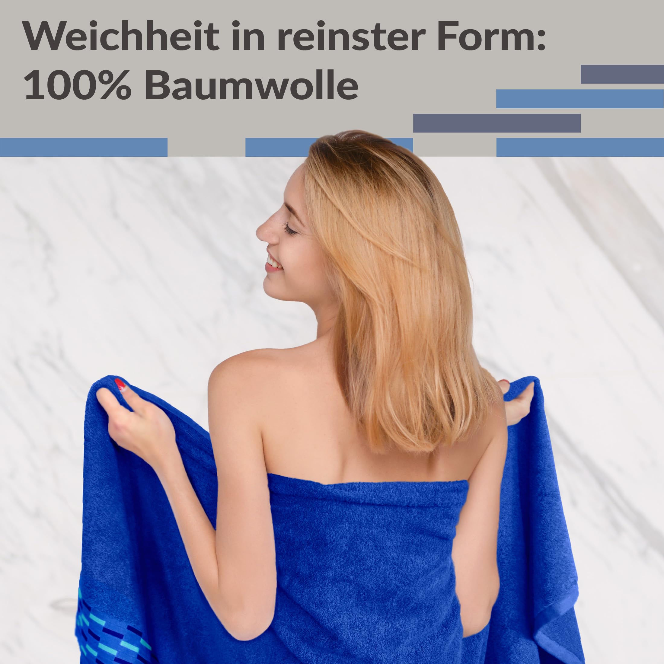 Lashuma Toalla Sauna Hombre Lugano, Toalla Azul – Real Ducha, Toalla Playa 100x200 cm